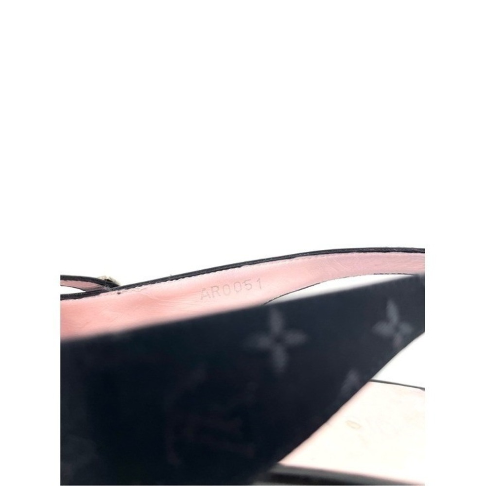Vintage Louis Vuitton 90s Y2K Black Logo Monogram Slingback Kitten Heels 37.5 - Picture 9 of 12